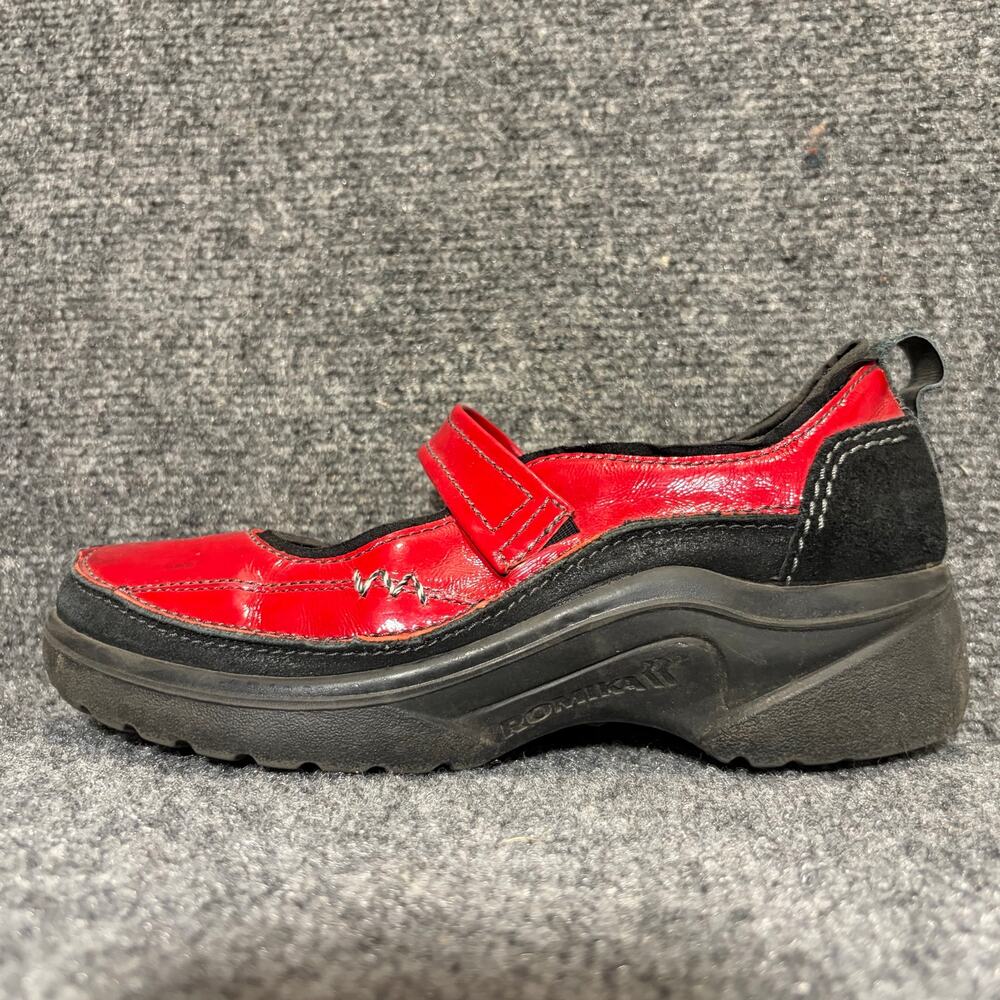 Romika Oslo Red Patent Leather Platform Mary Jane Shoes Comfort Clogs Chunky 7.5